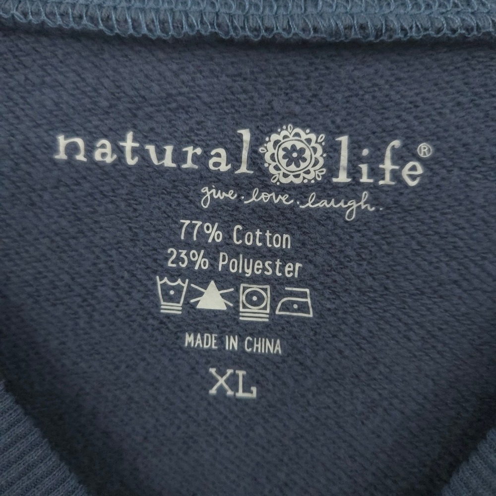 Natural Life Grateful Sweatshirt Womens XL Blue Embroidered Thanksgiving Fall - Picture 5 of 6